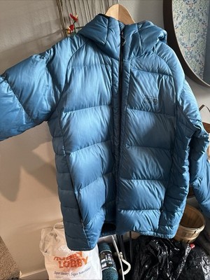Mountain Hardware Subzero Puffer W Hood, Men s  Xl, Duck Down, Teal Blue