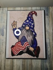 14 X 11 Diamond Art Patriotic Gnome With Peace Sign And American Flag Unique