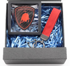 Lamborghini Red Real Carbon Fiber Car Logo Keychain Key Ring NIB