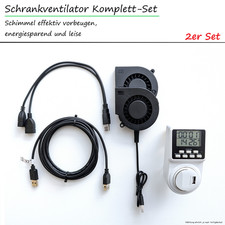 Schrankventilator Set zur Schimmelbek&auml;mpfung  am Schrank und Au&szlig;enmauer