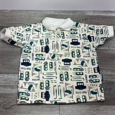 Vintage OshKosh Bgosh Toddler 2T Golf Polo Shirt Made in USA Cotton Cream 90s