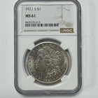 1921-S Morgan Silver Dollar NGC MS61