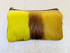 Borsa pochette morbida giallo lime marrone Springbok pelliccia pelle nascondiglio Sudafrica