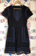 Madewell Augustine Embroidered Dress Black/Blue Size 2