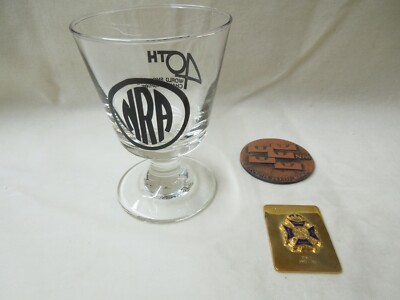 (NRA) 49TH World shooting Championships wine glass and 2 x medals