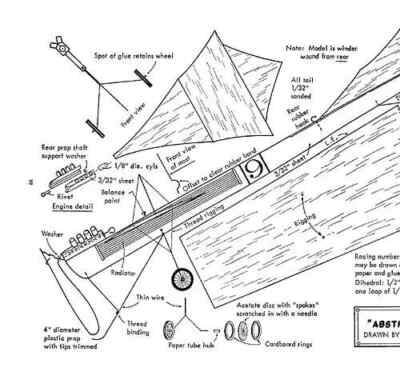 Abstract Ant Rubber Power 12'' Model Airplane Printed Plans