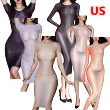 Women Dress Metallic Maxi Sexy Bodycon Shimmering Clubwear See-Through Straps