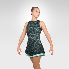Ice Skating Figure Skating Dress size SMALL adult mint/black lace overlay