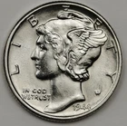Photo of a 1944-P Mercury Dime from an eBay listing that sold on Jul 20, 2026