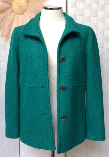 Lands' End Drake Boucle Yarn Wool Green Lined Button Down Blazer Jacket Size 8P - Picture 13 of 16