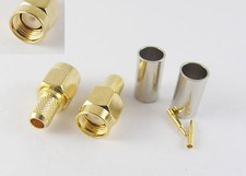 20 x SMA Male Plug Straight Crimp for RG58 RG142 RG223 RG400 LMR195 Connector
