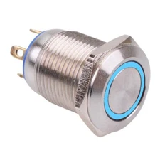 Blue LED Off-(On) Momentary 12mm Vandal Resistant Push Switch