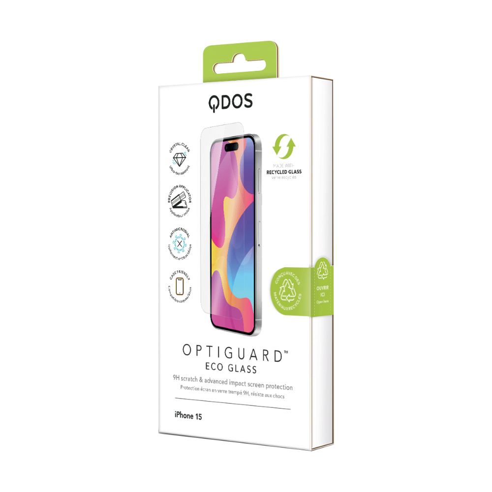 QDOS OptiGuard Screen Protector Glass for iPhone 15 Easy