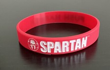 Spartan Race Bracelet. Red Silicone Wristband. Spartan Logo,  "Push Harder"