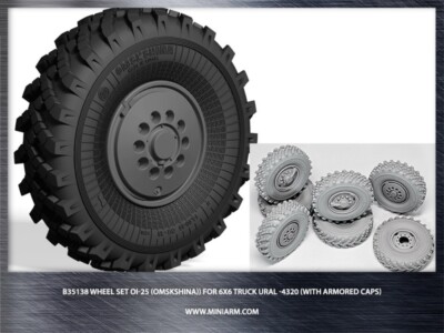 Miniarm 35138 1/35 Wheel Set OI-25 (Omskshina) for Ural-4320 6x6 Truck