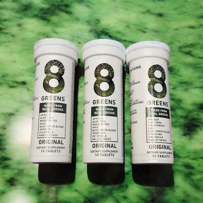 8 Greens Original 10 Tabs, Set of 3, Exp 11/26