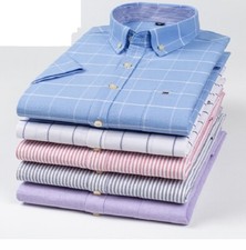 Mens Dress Oxford Shirts Formal Business Short Sleeves Cotton Casual Shirts Top