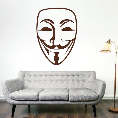 guy fawkes wall decal v for vendetta wallpaper mural vinyl face