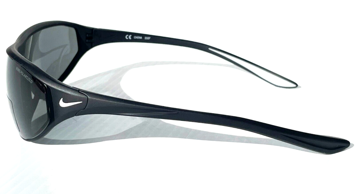 Nike AERO SWIFT Black & White POLARIZED Grey Lens Sunglass