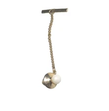 Vintage Collectible Pearl Gold Tie Tack With Chain