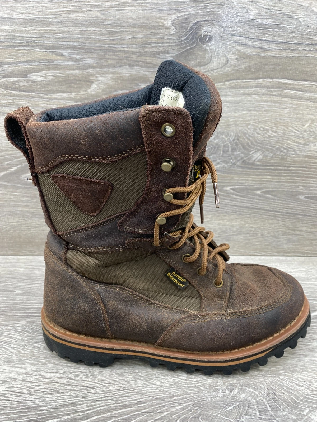 Tecs Mens 8 M Brown Leather Hunting Boots Waterproof Lace Up Moose Runner 400g