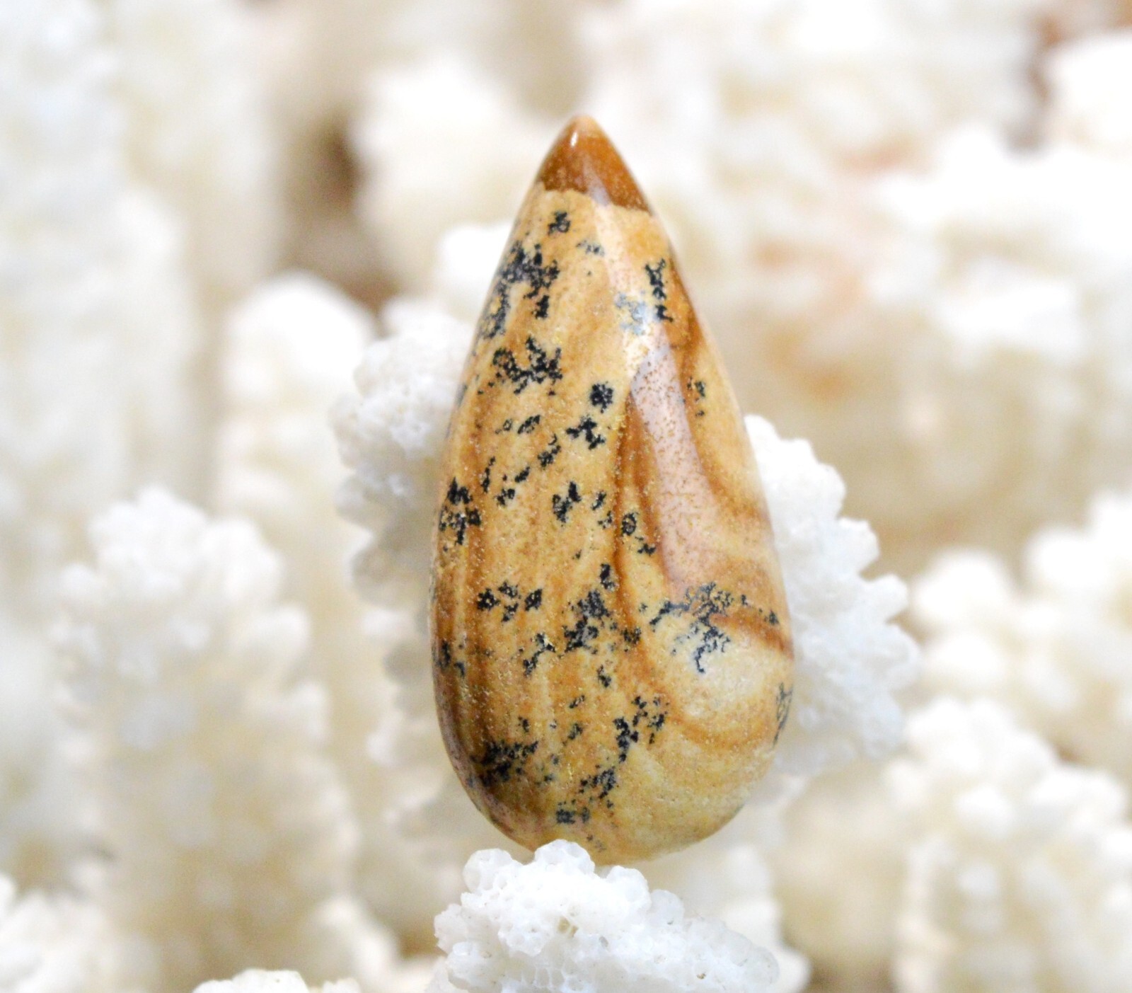 Pierre naturelle jaspe paysage de Namibie 29 cts, cabochon d'exception poli pour joaillerie fine