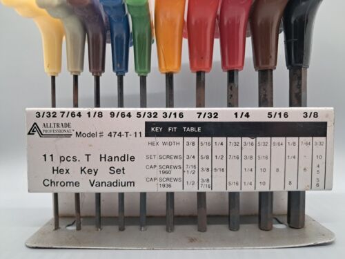 Alltrade 10 pcs T Handle Hex Key Wrench With Stand Standard Allen Wrenches Set - Foto 2 di 18