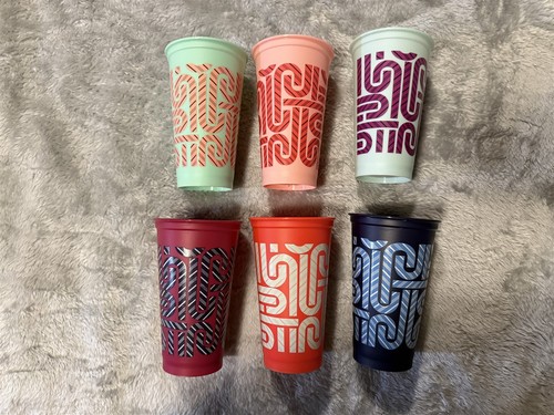 STARBUCKS SET OF 6 REUSABLE HOT CUPS 2020 HOLIDAY COLOR CHANGING CANDY CANES - Picture 1 of 8