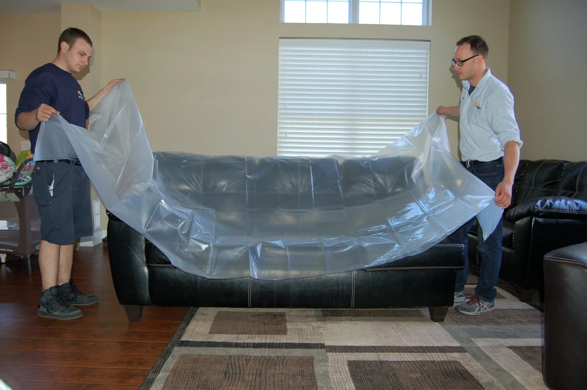 Plastic Furniture Covers for Moving - Heavy-Duty Plastic Couch Cover for  Sofa