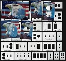 Patriot Bald Eagle US Flag Light Switch Power Outlet Wall Cover Plate Home Decor