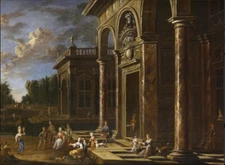 oil painting "  An architectural capriccio with elegant figures "