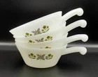 Vintage Anchor Hocking Fire King Green Meadow Handled Soup/Cereal Bowls Set Of 4