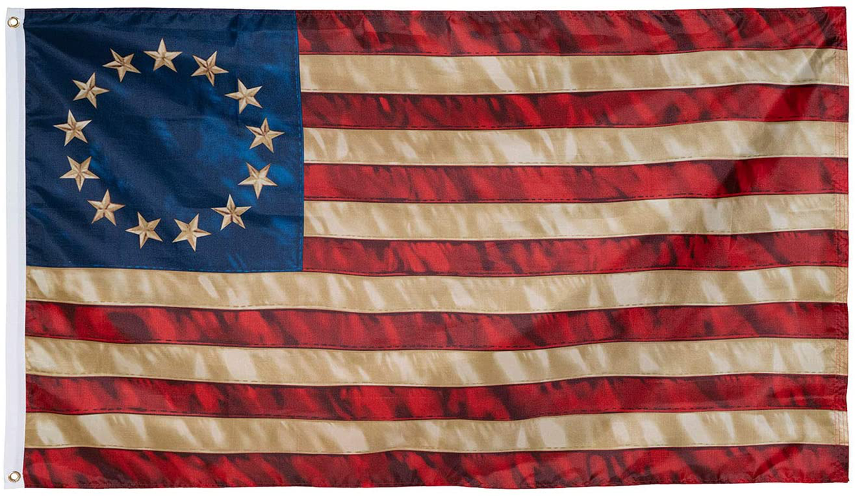 激レア Vintage Flag ヴィンテージ フラッグ アメリカ コットン入り Betsy Ross Flag 3x5 Ft Vintage Tea Stained 13 Stars American Flags