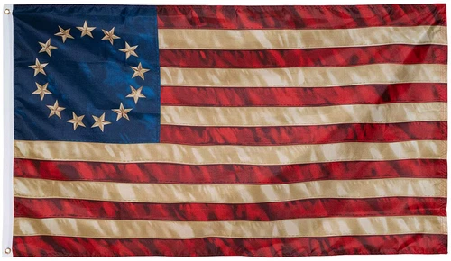 Betsy Ross Flag 3x5 Ft Vintage Tea Stained 13 Stars American Flags Colonial