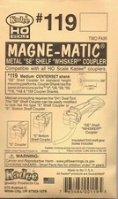 HO Scale Kadee 119 SE Shelf Whisker Metal Couplers Medium 9/32" Centerset Shank