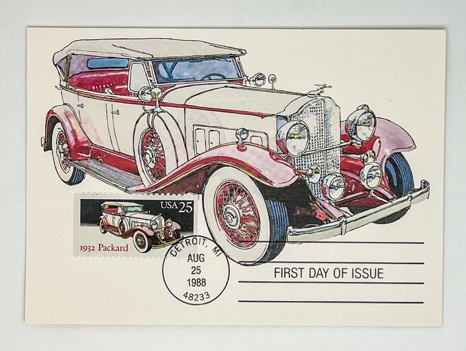 US 1988 Scott #2381-85 FDC Classic Cars 5 First Day Cancels on USPS Postcards - Image 4 of 4