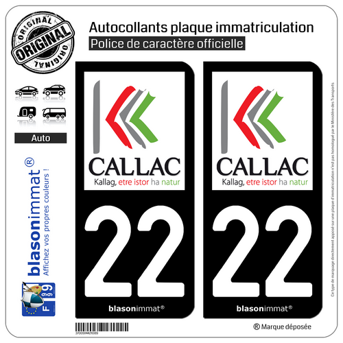 2 Stickers autocollant plaque immatriculation : 22 Callac - Ville - Picture 9 of 9