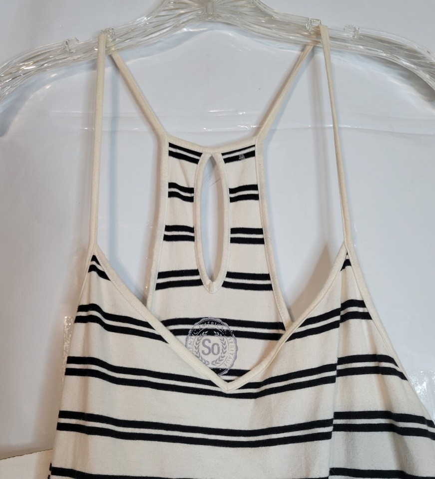 So Women’s Dress Size XL black & White Striped Sleeveless Sundress