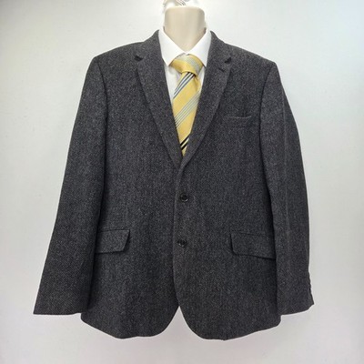 Marks & Spencer Moon Tweed Luxus Blazer Sakko Herren Größe 48 L Grau Anthrazit Wolle