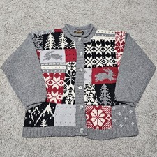Vintage 1992 Eddie Bauer Winter Pure Wool Winter Cardigan Sweater Size Small