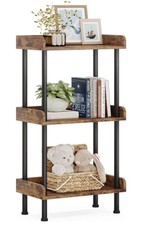 3-Tier Wood Metal Bookshelf, Small Rustic Bookcase for Home Office Decor