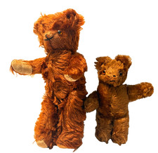 2 x Vintage Steiff Original Mohair Teddy Bear Brown Not Jointed No tags