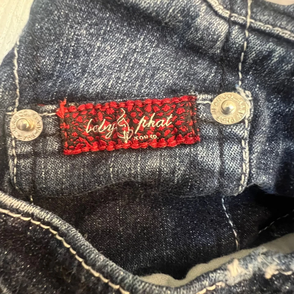 Vintage Baby Phat Capri Jeans Size 14 W31 X L 24 Denim Embroidered Cat Hip Hop  - Image 2 of 4