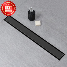 Linear Shower Drain Black 24 Inch Flat Tile Insert 2 in 1 Stainless Steel US