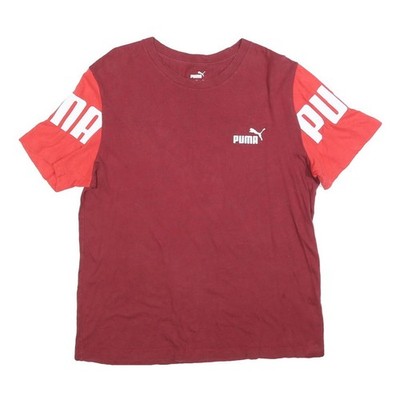 Puma Herren T-Shirt weinrot & rot Grafik M Kurzarm Rundhals Baumwollmischung