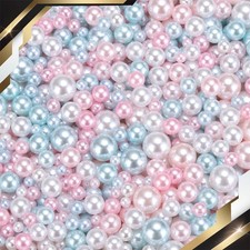 800Pcs Faux Pearl for Crafting 3mm-8mm No Hole Round Pearl Beads White/Pink/Blue