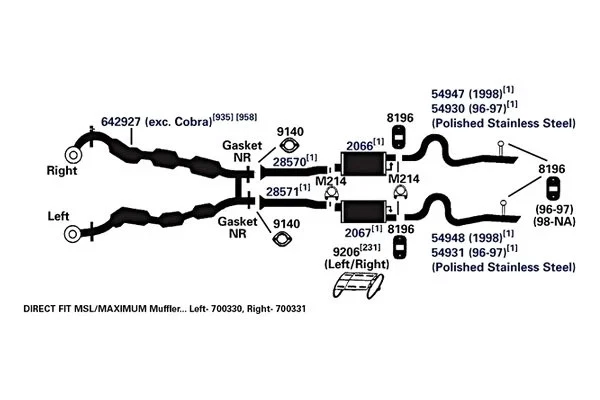 For Ford Mustang 1996-2004 AP Exhaust 28571 Exhaust Pipe Connector Foto 2 de 3