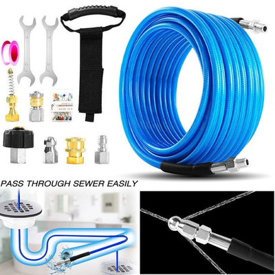 #ad 50FT 5800 PSI Sewer Jetter Nozzles Kit Pressure Washer Drain Cleaning Hose Set $31.98