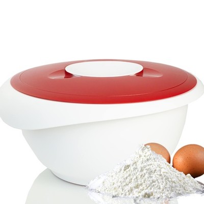 Westmark Rühr-/Backschüssel mit zweigeteiltem Deckel, 3,5 l, Mit Ausgießer