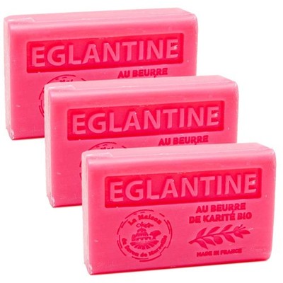Französische Seife, Eglantine mit Bio Sheabutter, Savon de Marseille 3 x 60g Riegel